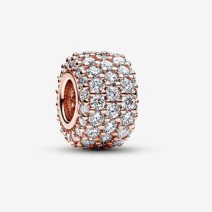 NEW Authentic Pandora Rose Charm Sparkling Pave Triple-ROW 782820C01